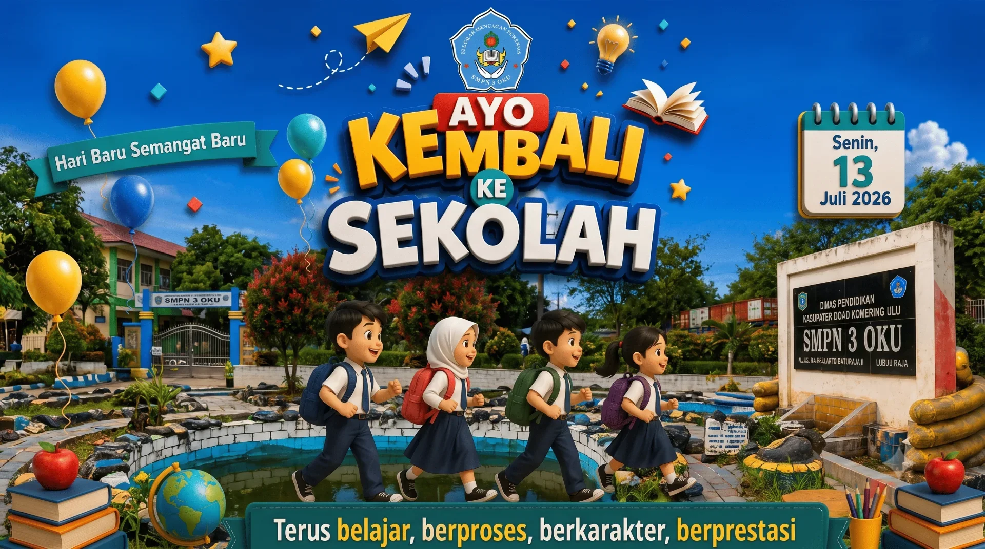 SMPN 3 OKU Siap Sambut Siswa di Tahun Ajaran Baru 2026/2027: Hari Baru, Semangat Baru!